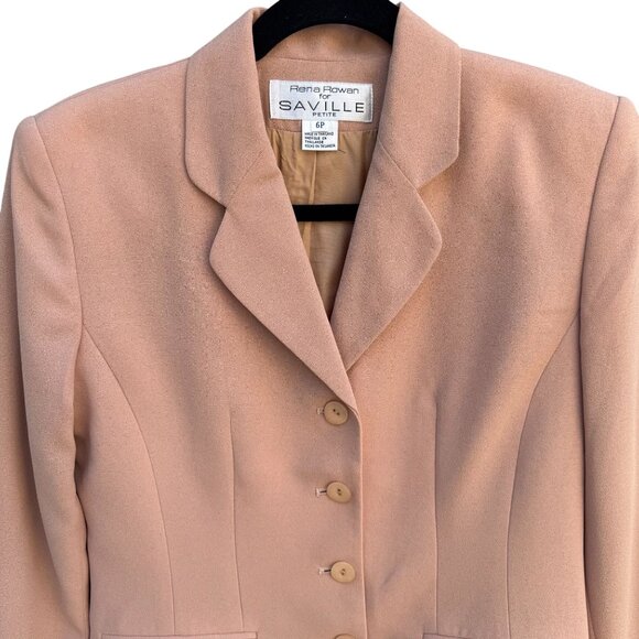 Rena Rowan For Saville Petite Vintage Womens Blush Pink Preppy Blazer Jacket 6P - Picture 3 of 8